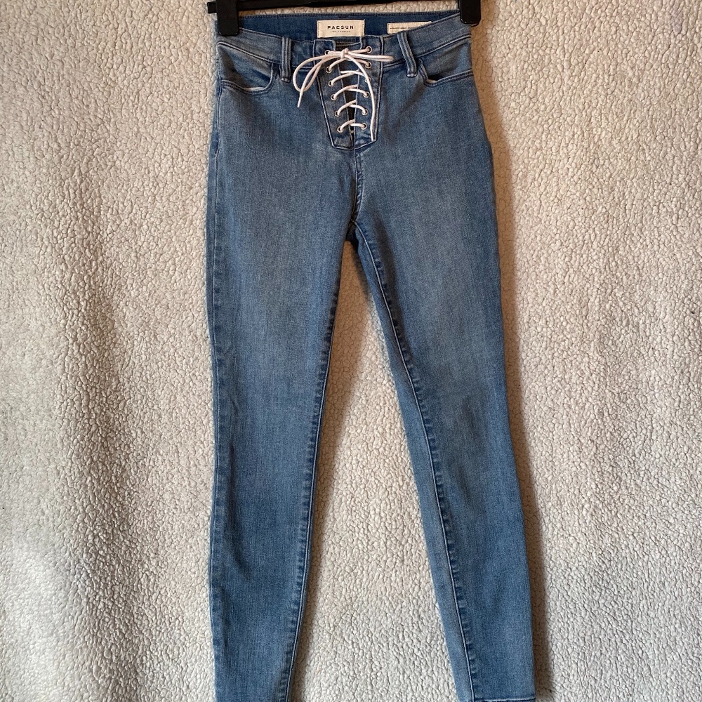 PACSUN Lace Up Hi-Rise Skinny Jeans